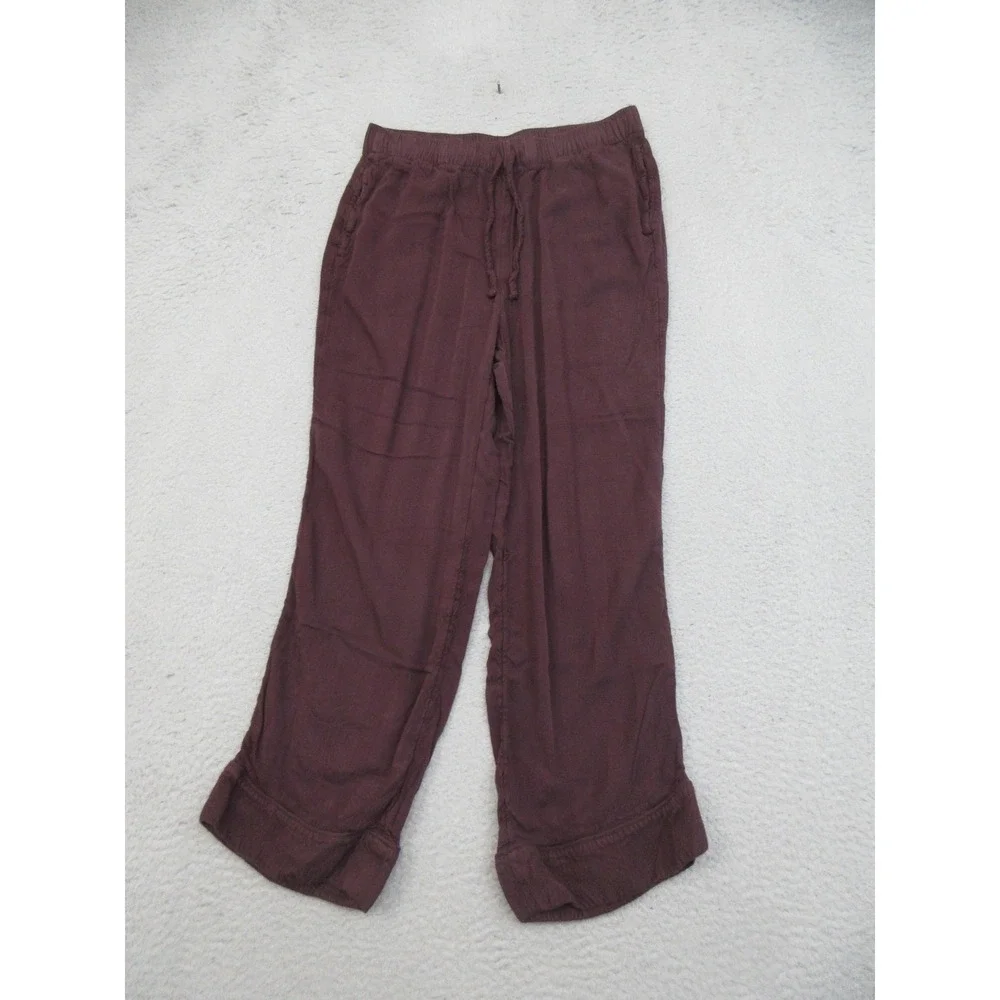 Lands End Pajama Set Women S Red Viscose Button Front Top Pants Soft Lounge